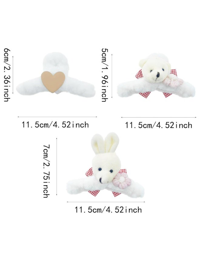 CLENEA 3 PCS Furry Hair Claw Clips for Thick Hair, Cute Fur Non Slip Large Hair Jaw Clips Hair Barrettes Fuzzy Stylish Curly Hair Accessories for Women and Girls - Image 2